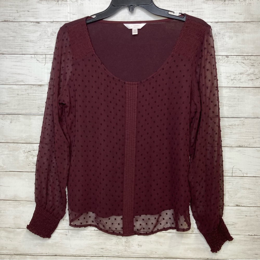 LC Lauren Conrad Chiffon Blouse Sleeve Top Sz M